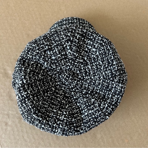 Women’s Newsboy Cap Hat Black and White Tweed Beret One Size Flat Cap Gatsby Hat - Picture 6 of 8